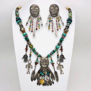 Robert Shields SPIRIT Necklace Earrings Sterling Silver Turquoise Southwestern